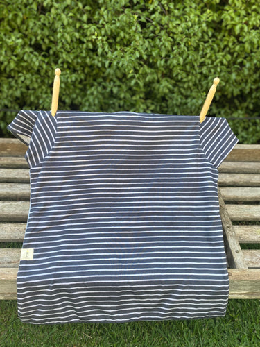 T Shirt Bib - Dark Grey Stripe Jersey size small Made in Australia