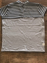 T-Shirt Bib White & Grey Stripe Large