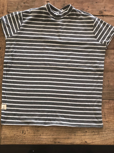 T-Shirt Bib White & Grey Stripe Large